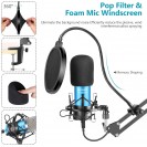 Neewer USB Microphone Kit 192KHZ 24BIT Plug & Play Computer Cardioid Condenser Microphone with Professional Sound Chipset - Blue