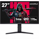 KOORUI Monitor 27" QHD 2560 x 1440p IPS Gaming Monitor, 170Hz, 1ms, HDR400, Compatibility G-Sync and FreeSync, Tilt Pivot Swivel Vertical Height Adjustable