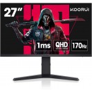 KOORUI Monitor 27" QHD 2560 x 1440p IPS Gaming Monitor, 170Hz, 1ms, HDR400, Compatibility G-Sync and FreeSync, Tilt Pivot Swivel Vertical Height Adjustable